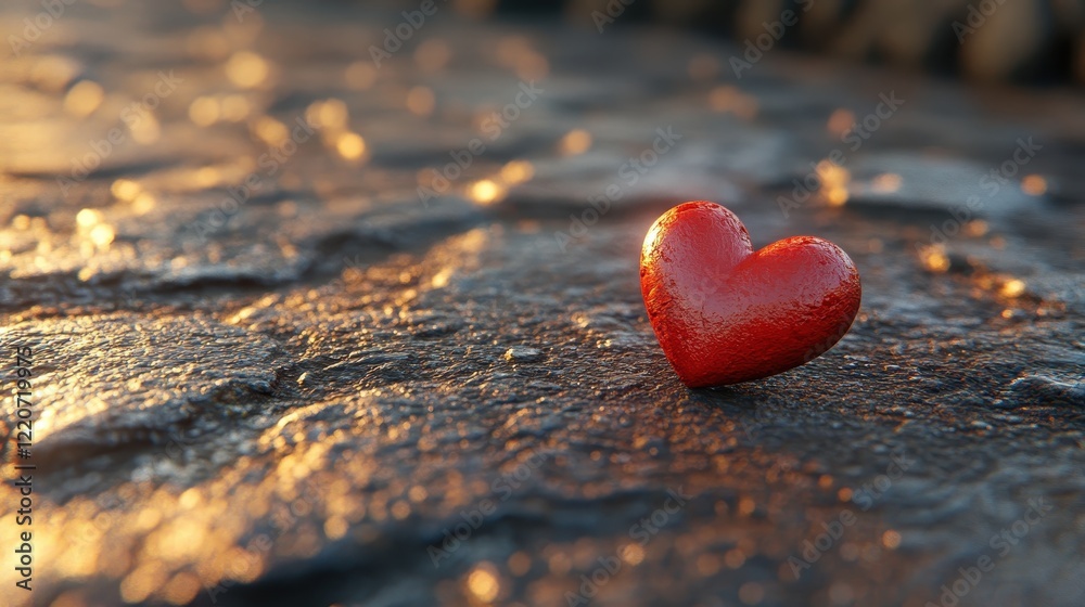 Fototapeta premium Romantic valentine's heart on textured surface - inspirational valentine's day design