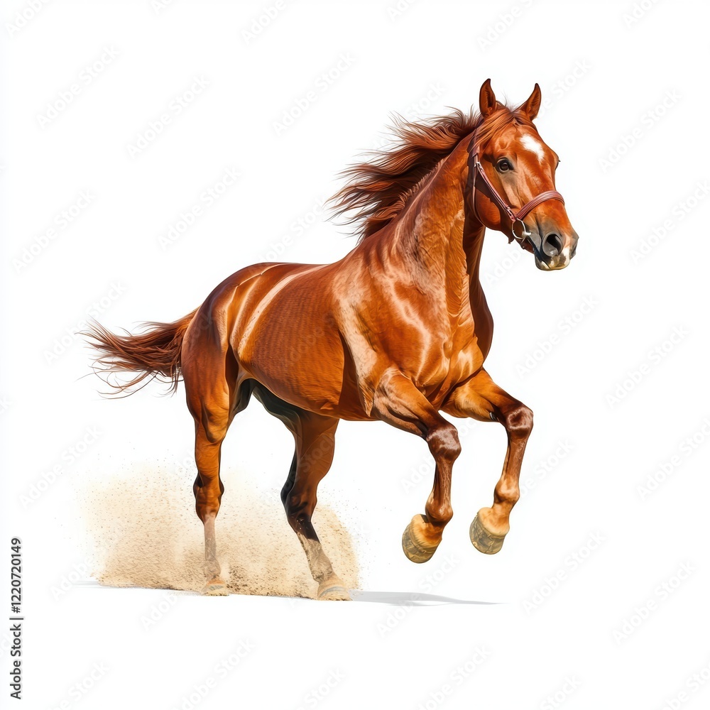 Energetic Brown Horse Galloping Isolated on White Background Energetic Brown Horse Galloping Isolated on White Background