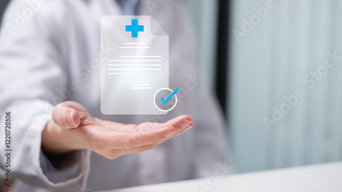 Professional healthcare worker doctor physician medical certificate report concept