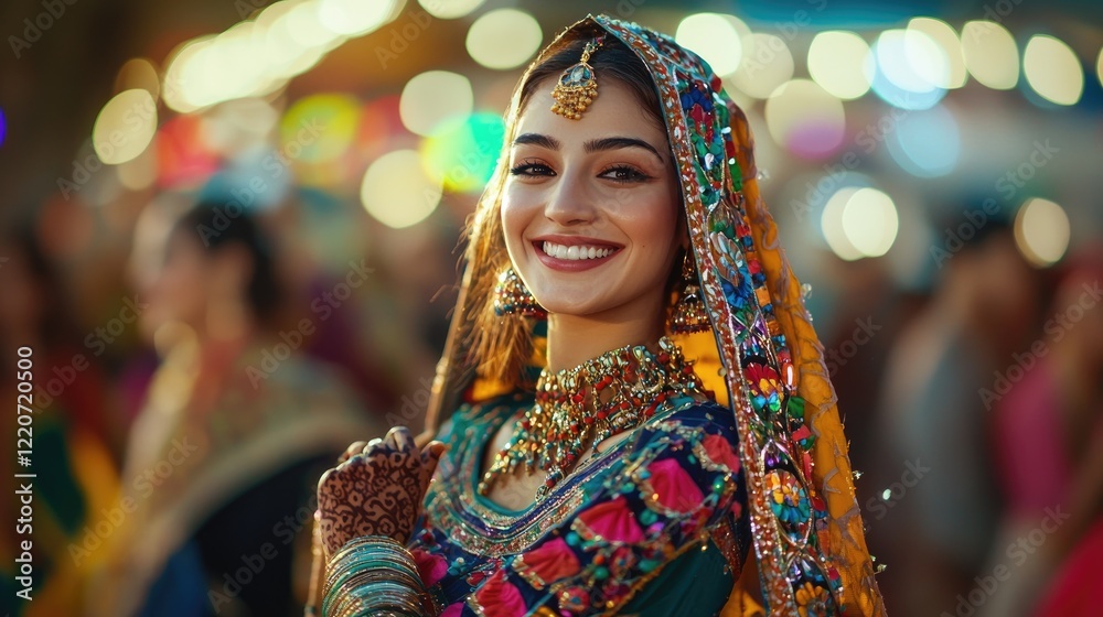 Fototapeta premium Radiant Beauty in Festive Attire