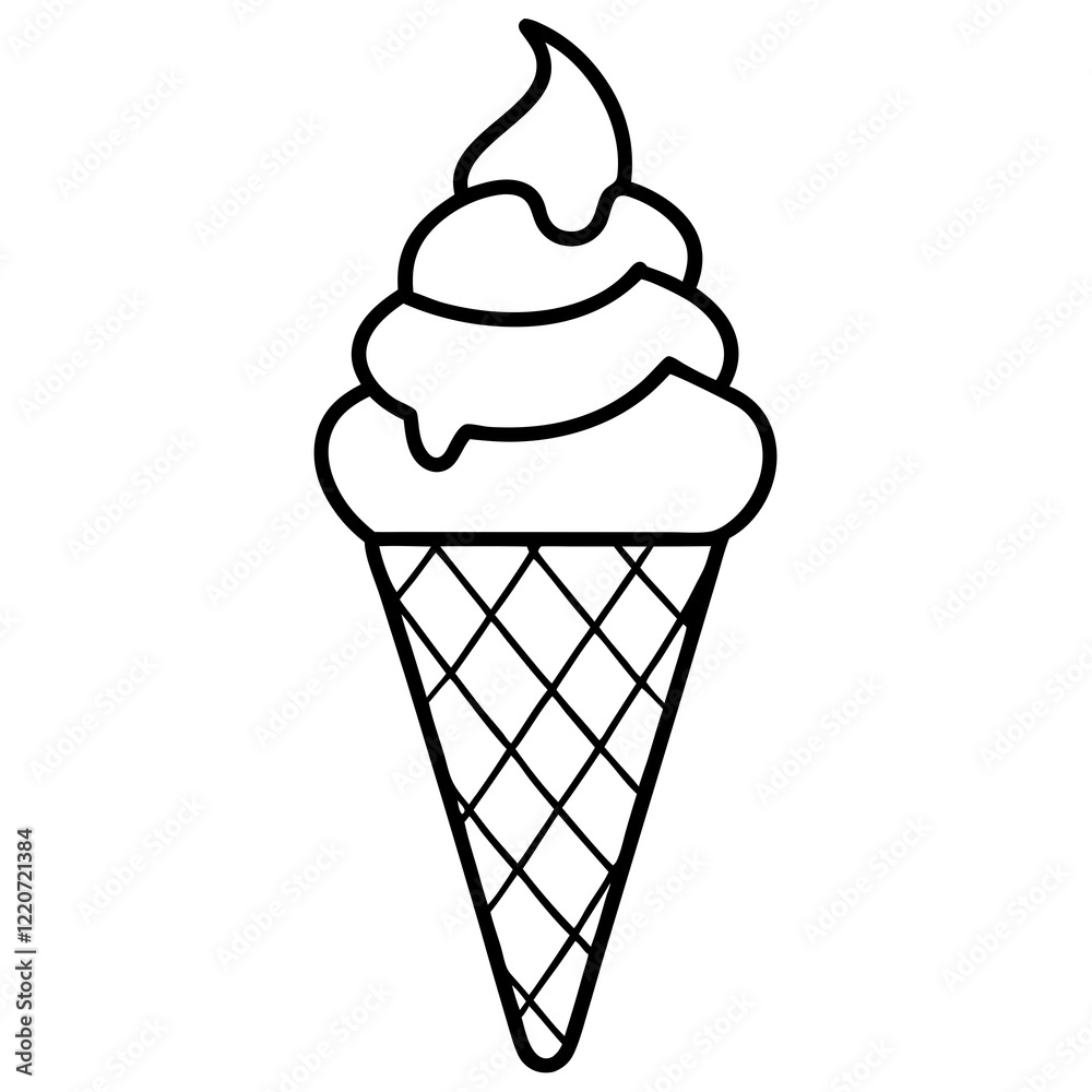 Modern Ice Cream Cone Line Drawing Modern Ice Cream Cone Line Drawing