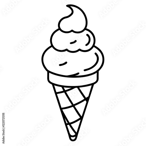 Modern Ice Cream Cone Line Drawing