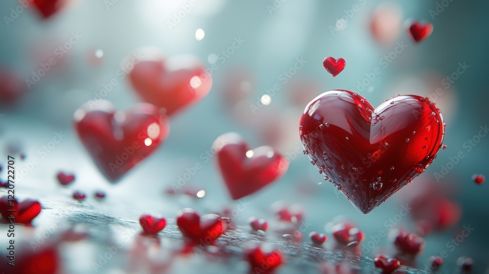 Romantic valentine's day scene with flowing red hearts for celebrations and designs Romantic valentine's day scene with flowing red hearts for celebrations and designs