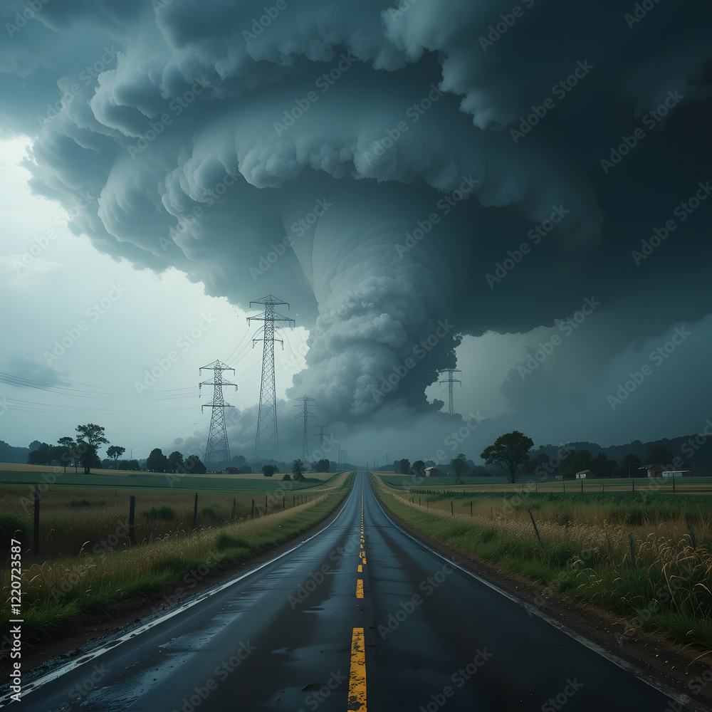 Obraz premium A large tornado, tornado alley. Generative AI 