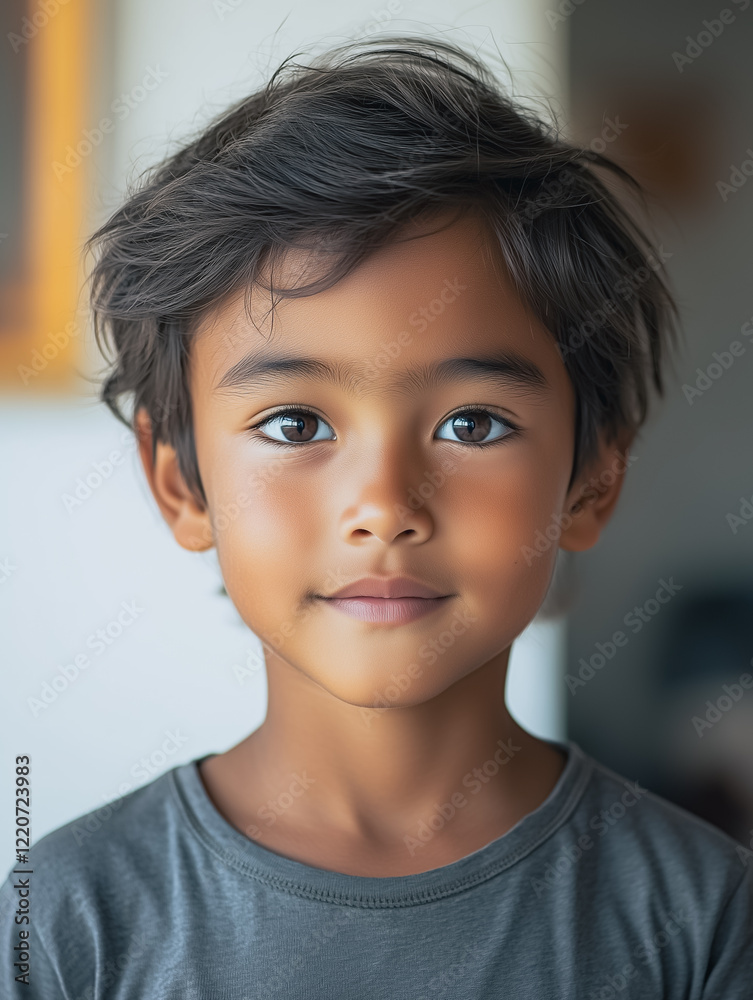 Portrait of a Young Boy: A charming portrait of a young boy with dark hair and expressive eyes, conveying innocence and quiet confidence. Portrait of a Young Boy: A charming portrait of a young boy with dark hair and expressive eyes, conveying innocence and quiet confidence.