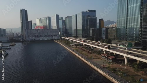Wallpaper Mural Hong Kong view	Hong Kong skyline with road and pedestrian promenade  Torontodigital.ca
