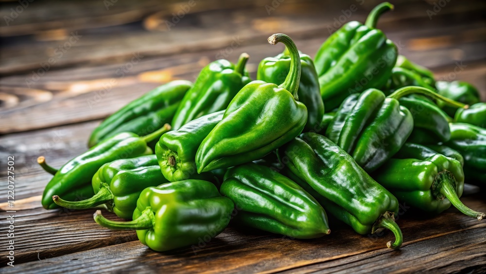 Fresh Padron Peppers: Vibrant Green Peppers Ready to Cook Fresh Padron Peppers: Vibrant Green Peppers Ready to Cook