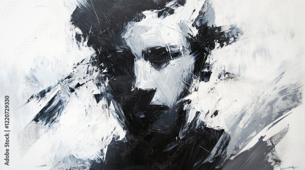 custom made wallpaper toronto digitalA monochromatic abstract portrait created with jagged brushstrokes and dynamic contrasts