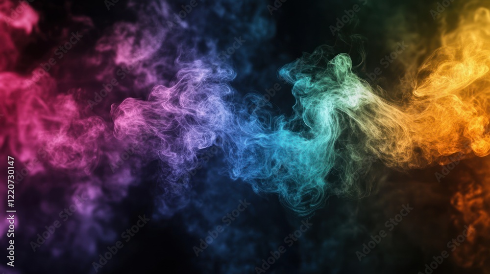 Abstract colorful smoke swirls on black background. Abstract colorful smoke swirls on black background.