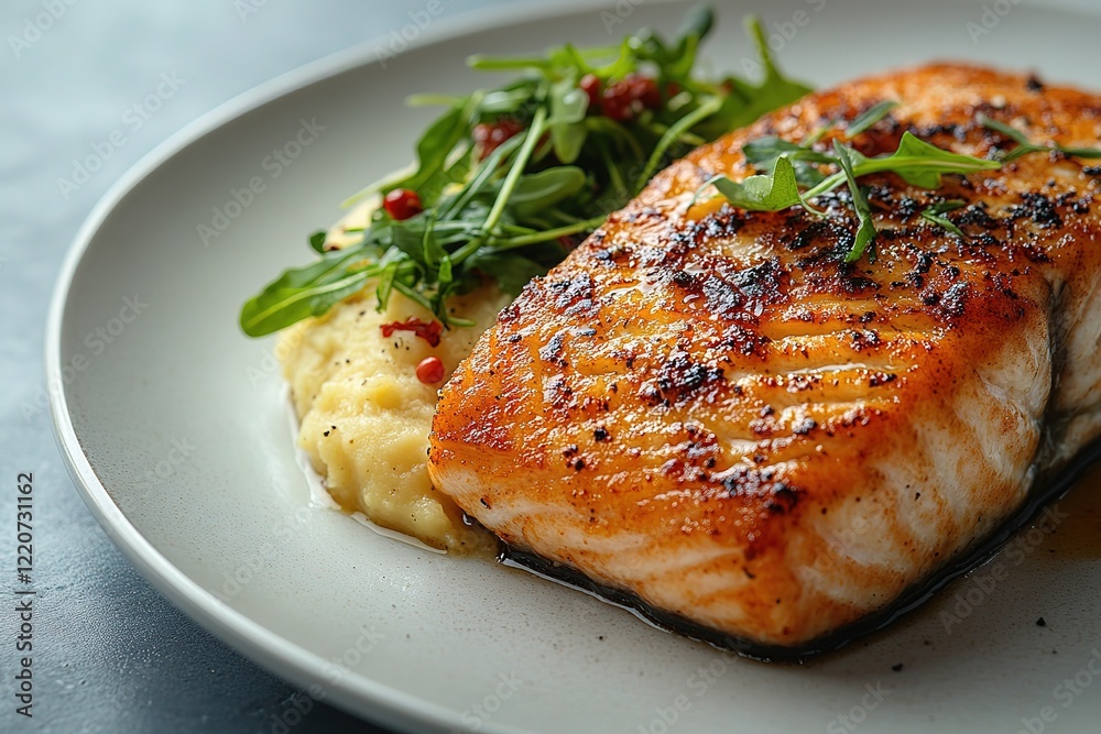Delicious Pan-Seared Salmon with Creamy Mashed Potatoes and Fresh Greens Delicious Pan-Seared Salmon with Creamy Mashed Potatoes and Fresh Greens