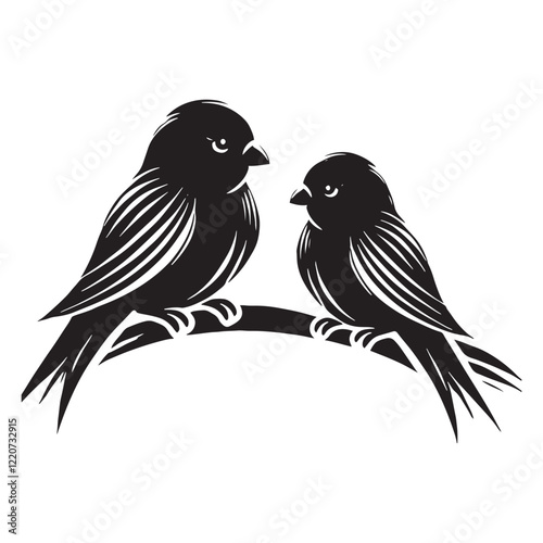 Romantic lovebirds perched on a branch, perfect for love art - Lovebirds silhouette - Lovebirds vector - Lovebirds illustration - valentine silhouette - love silhouette
