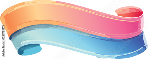 Vector illustration of a flowing ribbon banner with folds and customizable text area, vibrant color gradient