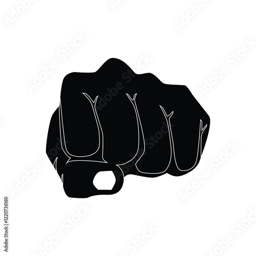 hand silhouette icon with clenched fist style, isolated on white background,