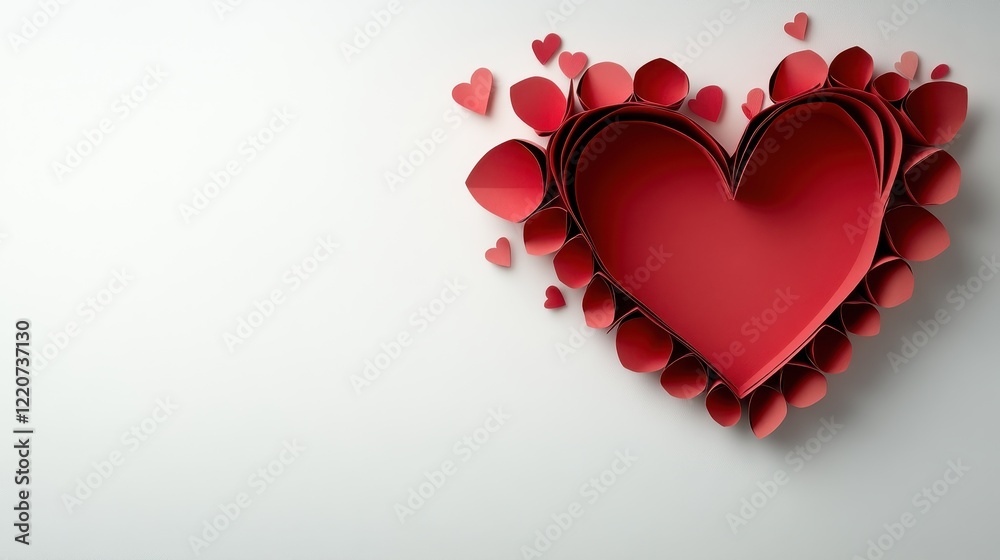 Continuous line heart shape border with realistic red petals design for romantic decor Continuous line heart shape border with realistic red petals design for romantic decor