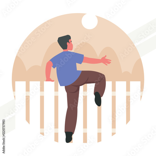 A guy jumping over the fence representing agility and adventure