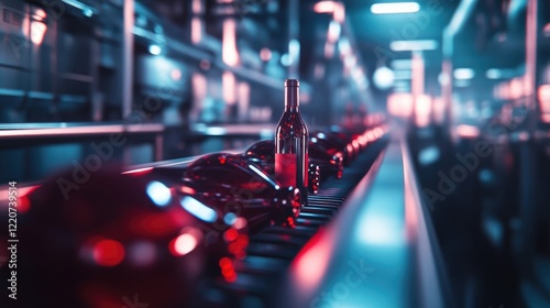 Wallpaper Mural Wine bottles moving on a conveyor belt in a winery. Torontodigital.ca