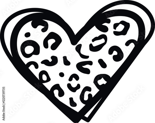 Leopard print heart isolated on transparent background. Flat vector illustration.