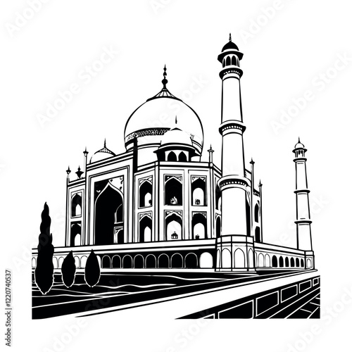 Taj Mahal design clip art illustration