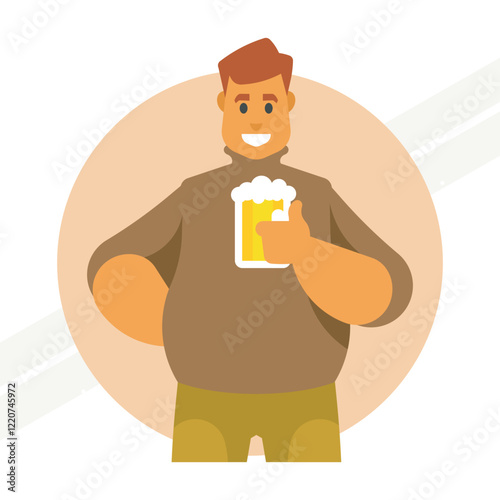A happy man with a beer mug representing relaxation and celebration