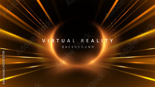 Virtual Reality VR background with zoom effect. Illustration of spreading lines shiny effects for ecommerce signs retail shopping. Abstract light rays background