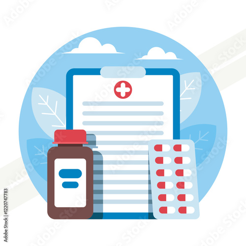 An illustration representing healthcare and medicine symbolizing health and treatment
