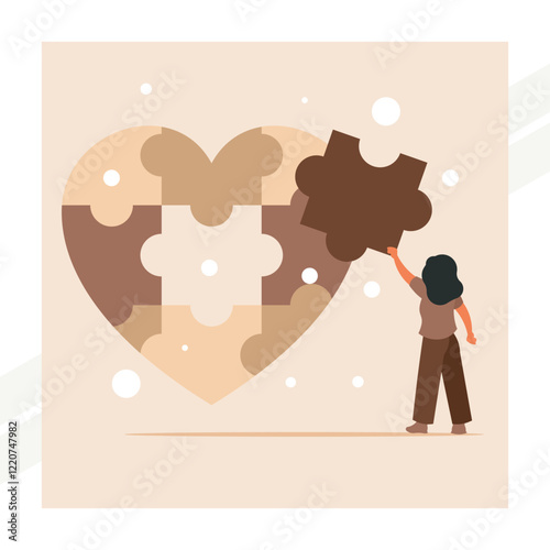 An illustration of a heart-shaped puzzle representing love and unity