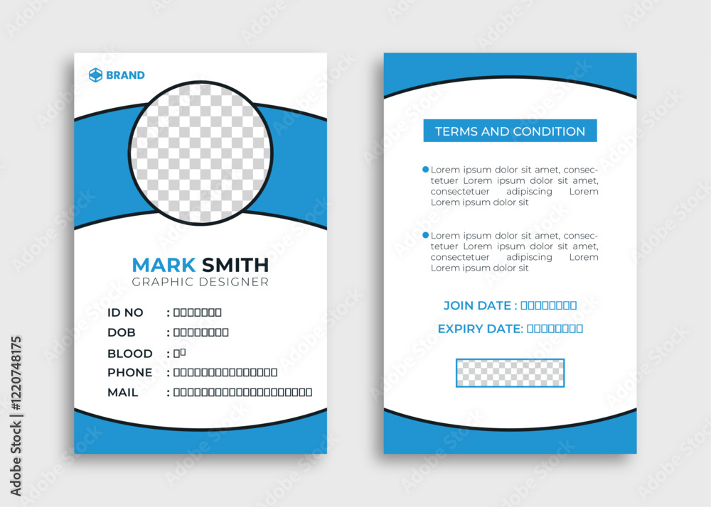 Clean and simple id card design template. Employee Id Card for Your Business or Company. Clean and simple id card design template. Employee Id Card for Your Business or Company.