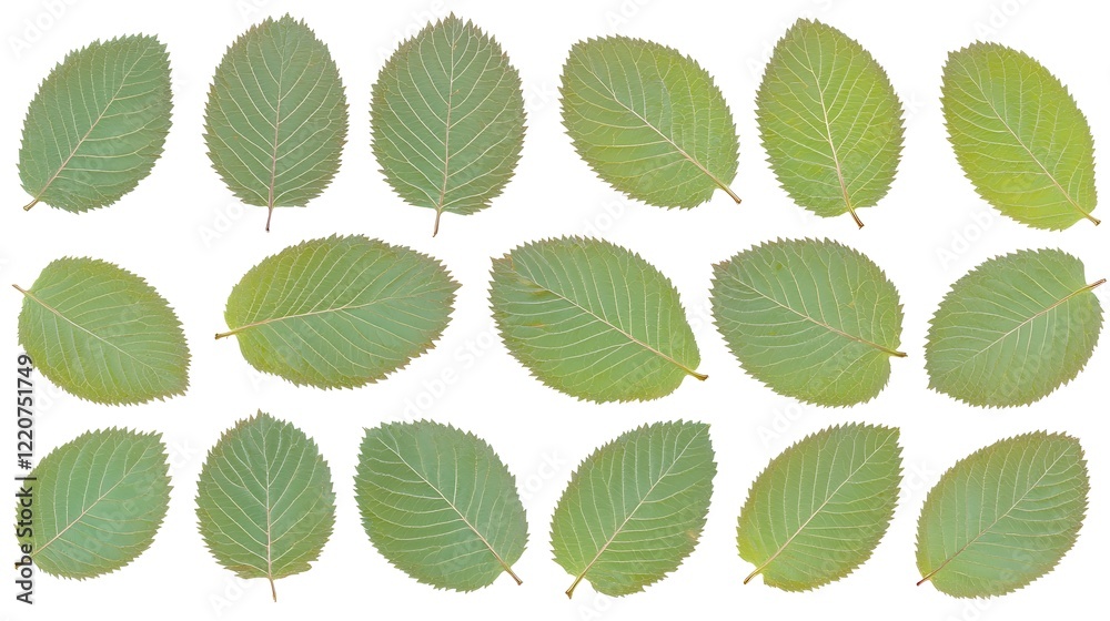 Obraz premium Isolated green leaves on white background, for design