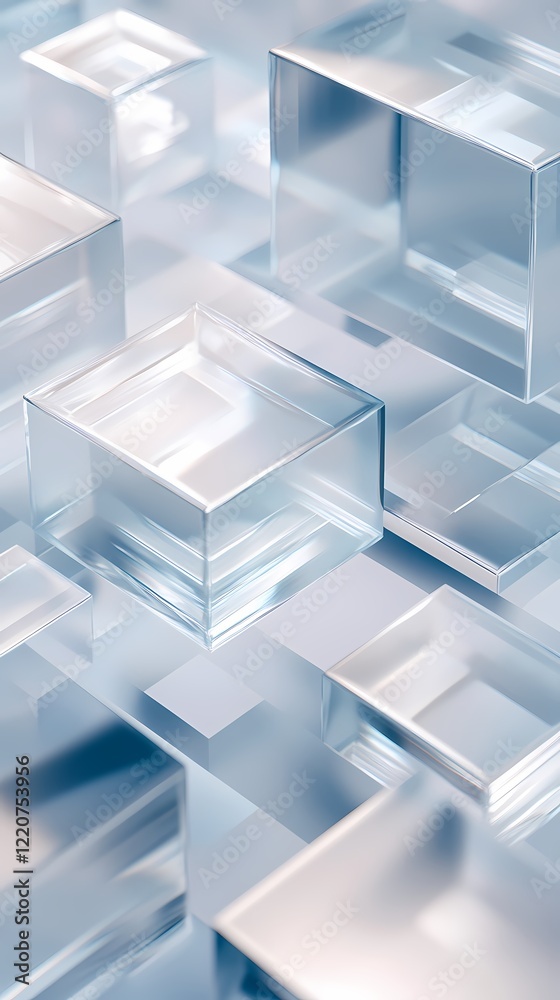 Obraz premium digital technology blue and white glass geometric abstract poster background