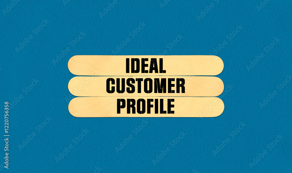Fototapeta premium ICP Ideal Customer Profile Symbol. Concept word ICP Ideal Customer Profile on beautiful wooden stick. Beautiful Blue Chart Paper Background. Business and ICP Ideal Customer Profile concept. Copy space