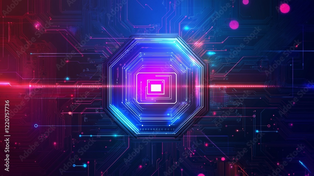 Futuristic glowing hexagonal digital interface with vibrant neon lights and high tech design Futuristic glowing hexagonal digital interface with vibrant neon lights and high tech design