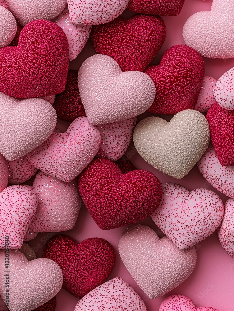 Obraz premium Romantic pile of heart shapes in pink and red, perfect for Valentines Day and love themes