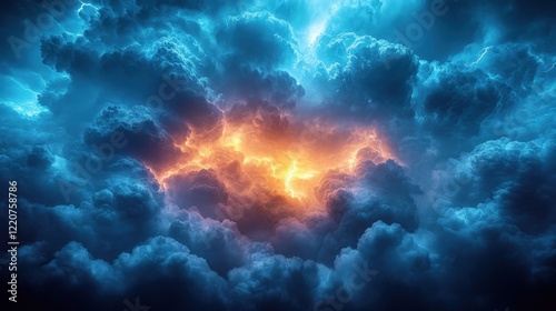 Wallpaper Mural Dramatic Stormy Sky with Dark Clouds and Brilliant Lightning Illuminating the Atmosphere in a Powerful Display of Nature's Fury Torontodigital.ca