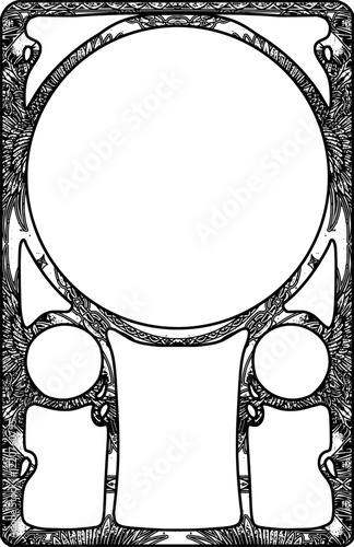 Unique vector frame with an intricate, gothic-inspired design featuring a circular center and bold ornamental details. Perfect for tattoos, posters, and decorative artwork. High-quality and visually 