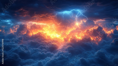 Wallpaper Mural Dark and Dramatic Stormy Sky with Lightning Illuminating the Clouds in a Powerful Display of Nature's Fury and Beauty at Dusk Torontodigital.ca