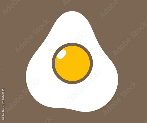 Vector illustration of fried egg on a plate with fork and knife in minimalist style
