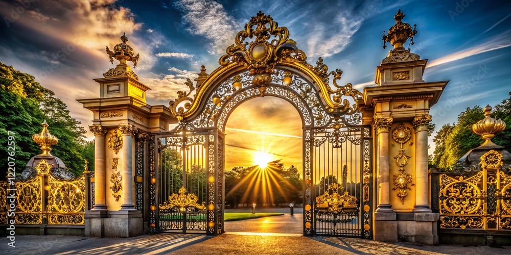 Obraz premium Heavenly Gate: Light Illuminates Paradise Entrance - Architectural Stock Photo
