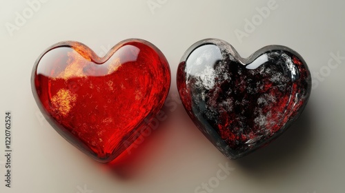 Valentine's day heart illustration with red and black textured designs for romantic celebrations