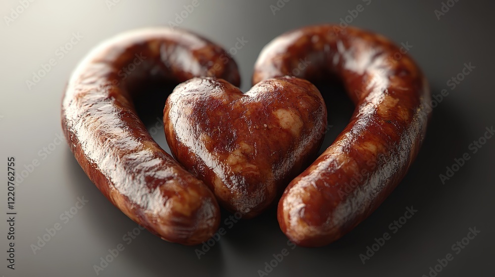Heart-shaped sausage for valentine's day culinary design Heart-shaped sausage for valentine's day culinary design