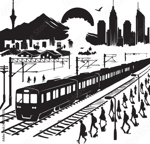 silhouette of the old train vector illustrator, vintage train.