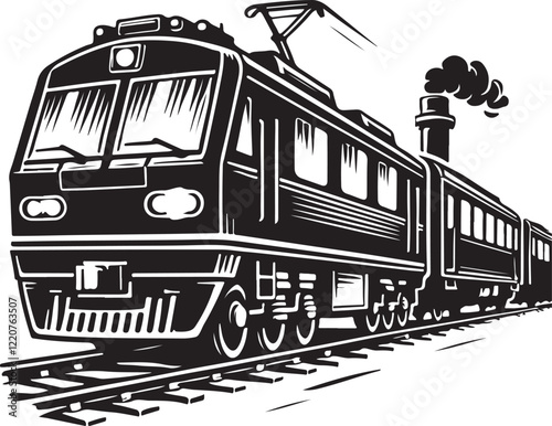 silhouette of the old train vector illustrator, vintage train.