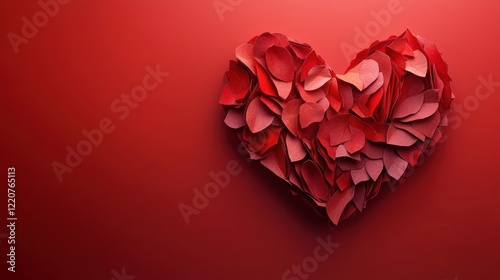 Wallpaper Mural Artistic heart made from white paper on red background for valentine's day design Torontodigital.ca