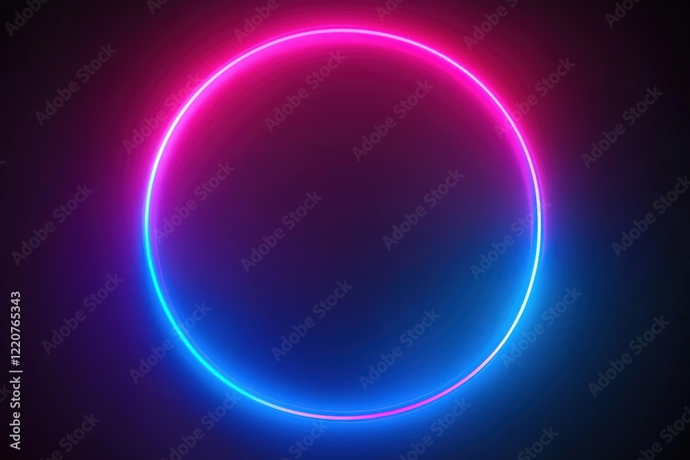 A vibrant neon circle emits smoke against a dark, moody background A vibrant neon circle emits smoke against a dark, moody background