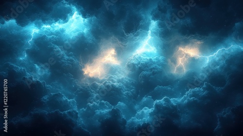 Wallpaper Mural Stormy Dark Sky with Dramatic Lightning Illuminating the Clouds in a Thunderous Atmosphere Creating a Powerful Natural Scene Torontodigital.ca