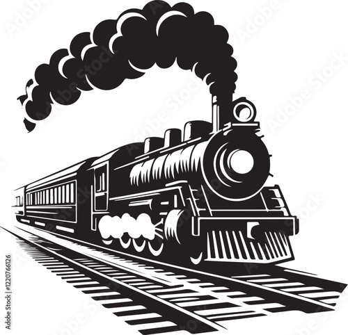 silhouette of the old train vector illustrator, vintage train.