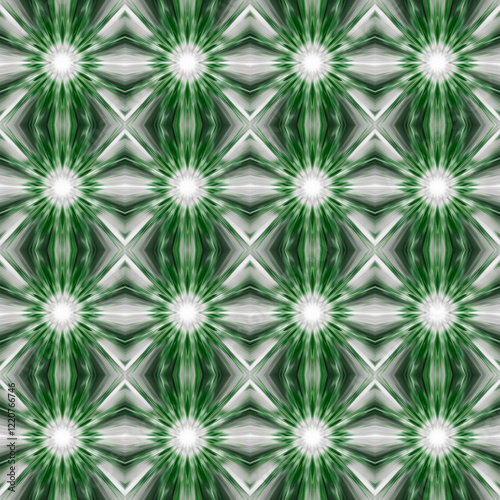 Green and white abstract seamless pattern with geometric elements