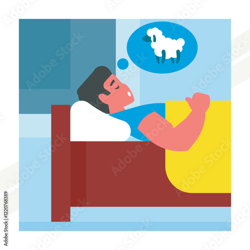 A man counting sheep representing sleep and relaxation