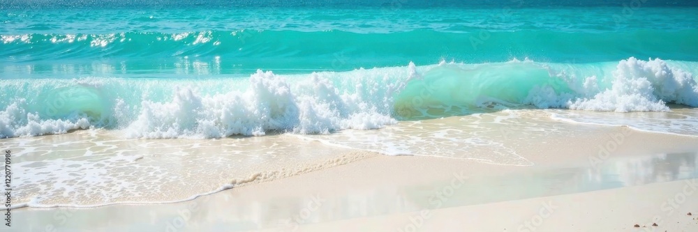 Fototapeta premium White sand, crystal clear water, rolling waves , texture, tropical