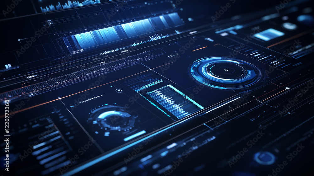 Fototapeta premium Abstract Futuristic Digital Data Visualization Interface