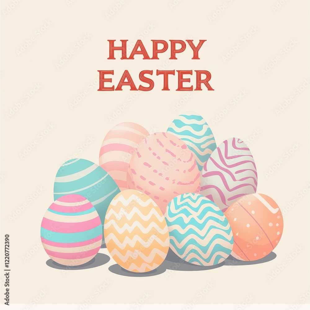 Pastel easter eggs background with the word 